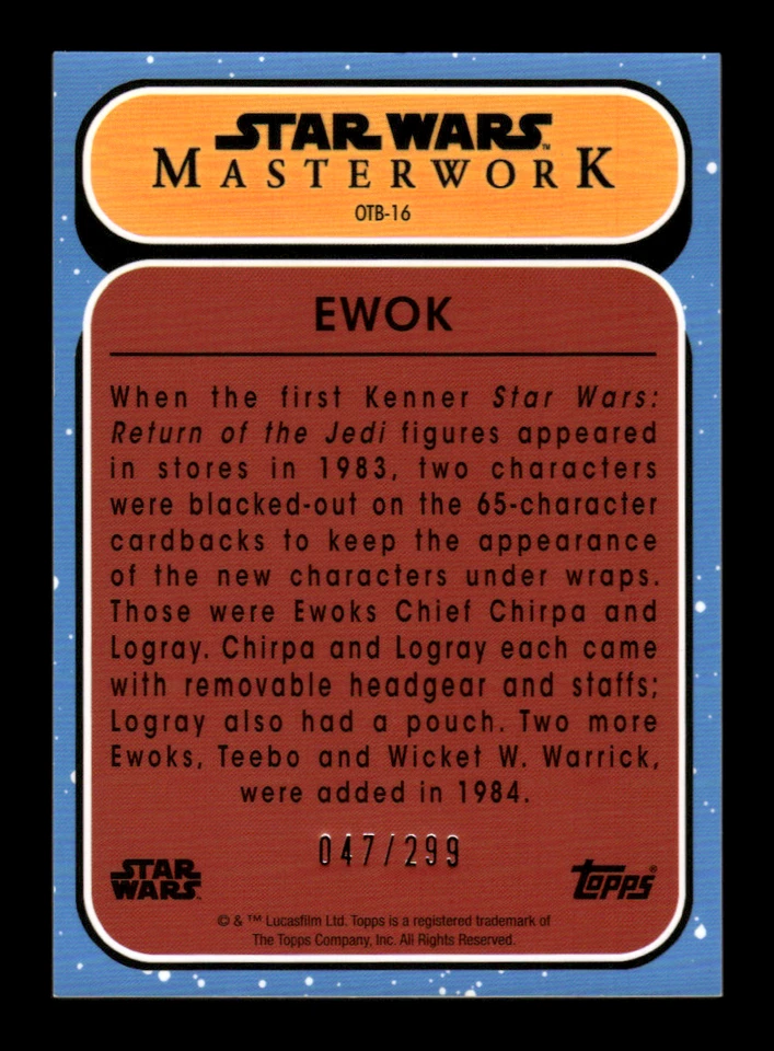 2021 Topps Star Wars Masterwork #OTB16 Ewok Out of the Box Rainbow Foil /299 - Image 2 of 2