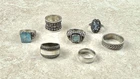 Lot Of 7 Vintage Sterling Silver Rings Sizes 4-11 Weight 50g