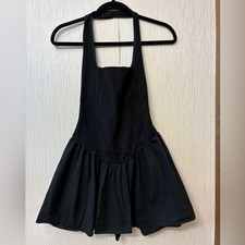 Black Halter Skater Romper peplum flared dress Large Chic Little Black Outfit
