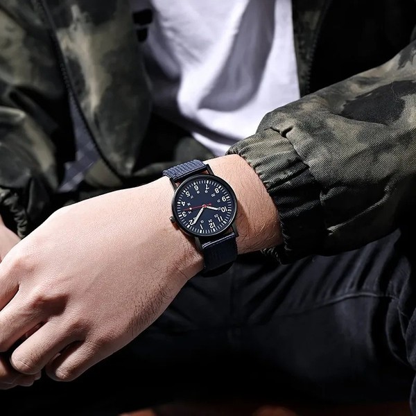Reloj de Pulsera para Hombre Militar, Esfera Luminosa de 24 Horas, Correa de Nylon, Fecha, Cuarzo 3