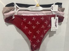 4-pack JESSICA SIMPSON Stretch/Lace Thong Panties Multicolor Size LARGE NWT