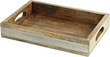 Rectangle Wooden Serving Tray Natural Wood 12x12x2inch Multipurpose for Dining