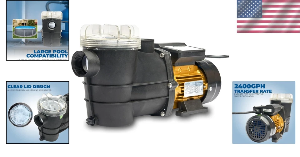 2,400 GPH Corded Electric Pool Pump - Crystal-Clear Water for Above Ground Pools - Image 2 of 4
