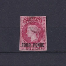 ST. HELENA 1863, SG# 5, CV £250, Imperf, 4d carmine, QV, Used