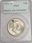 1951-S Franklin Half Dollar, PCGS MS65, OGH Rattler