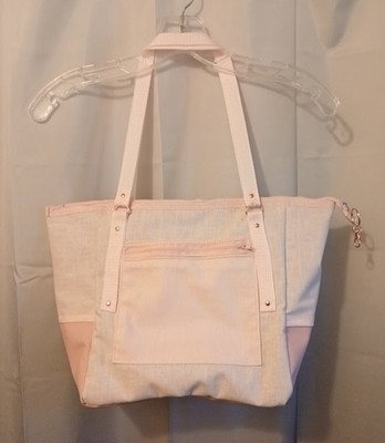 New Spring Tote Shopper shoulder Bag Pink linen Double handle Carryall Purse