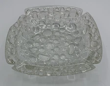 Mid century Libbey Pebble Beach Bubble Clear Art Glass Ashtray Repaired