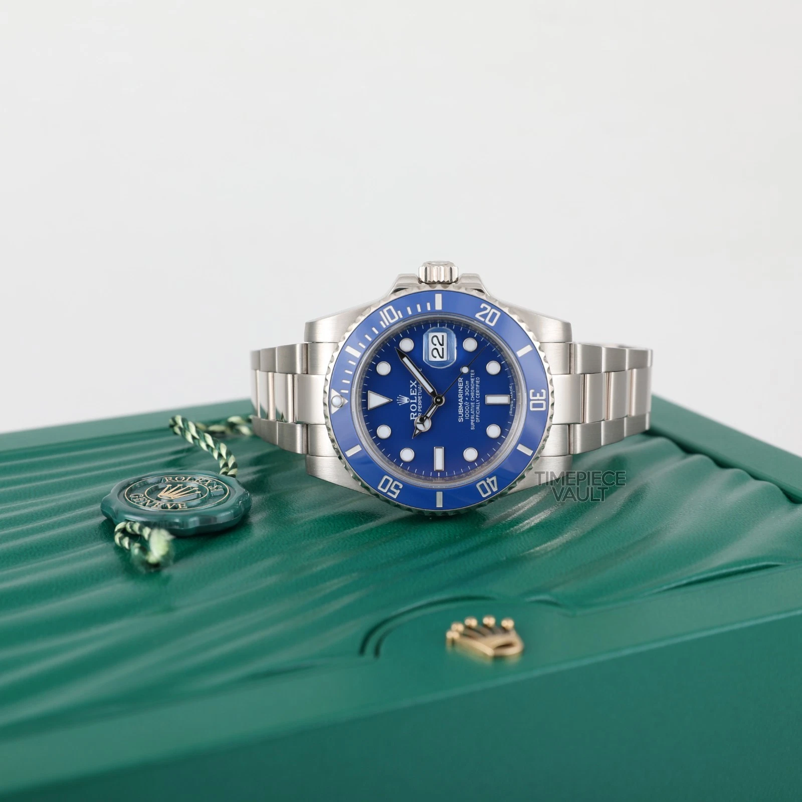 Rolex — Rolex Mens Submariner 116619 "Smurf" 18k White Gold 40mm Watch Blue Dial & Bezel