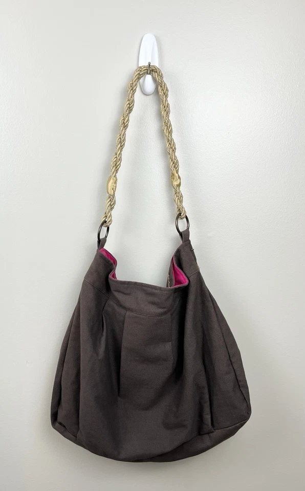 Bolso Scully C-13 Cantina Grande Marrón Lona Boho Festival Bordado Foto 2 de 4