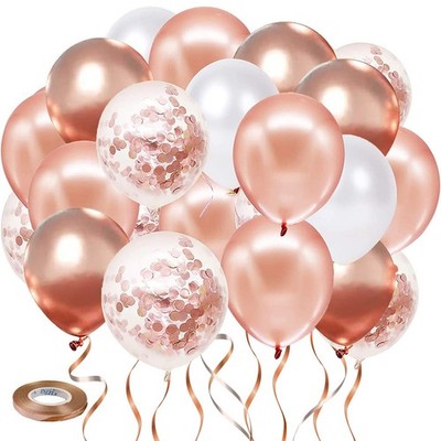 Metallic Rose Gold Balloons,50pcs 12 Inch With String,Party Wedding Decorations.