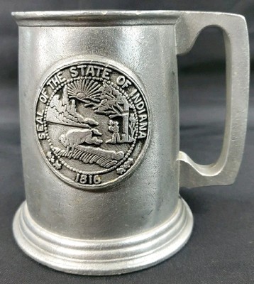RWP Wilton Pewter Beer Stein Mug Seal State Of Indiana 5'' Tall Hoosier **