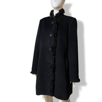 70% Angora Roberta di Camerino Coat Genuine Lamb Fur Trim Audrey Style Chic VTG