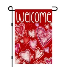 Valentine Day Garden Flag Burlap 12x18 Double Sided, Spring Love Heart Sign D...
