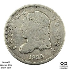 1835 Small Date Large Date 5C Bust Half Dime X-1784