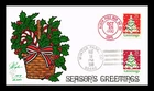 US COVER CHRISTMAS TREE FDC DUAL HAND CANCEL PUGH HAND PAINTED