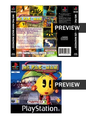Ms Pac-Man Maze Madness - Replacement PS1 PlayStation Covers Inlay Front Back - Image 1 of 3