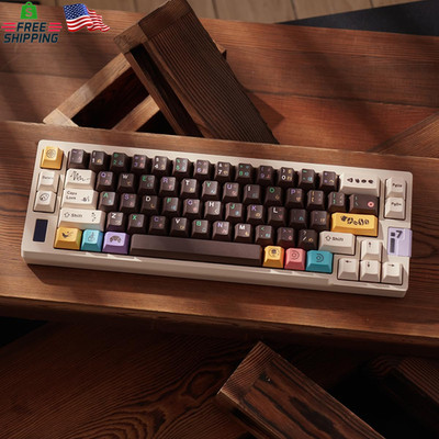 Mintcaps PBT Japanese Brown Keycap Set 129 Keys Cherry Profile Cute Keycaps Cust