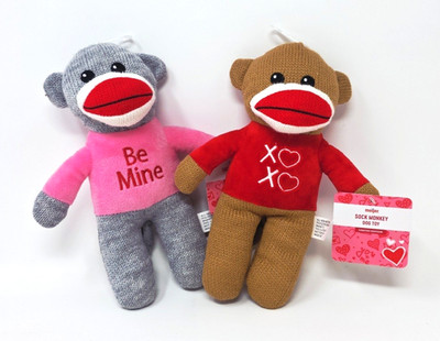 SOCK MONKEY Dog Toy 10  SQUEAKY - Be Mine OR X X  - LOVE - Valentine - LTD ED