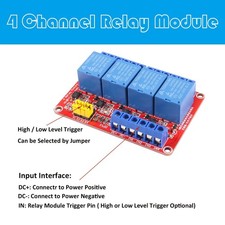 12V Relay Module 4 Channel Relay Board Shield with Optocoupler Isolation Suport