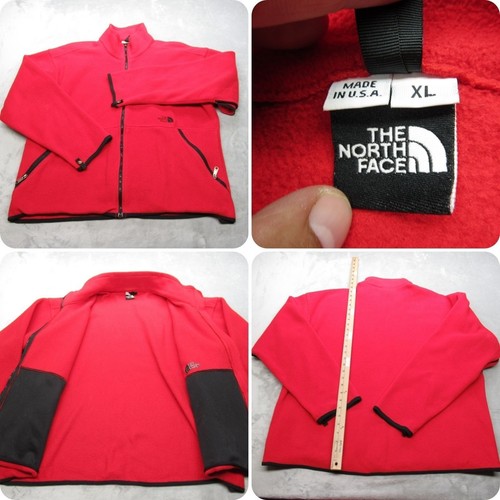 The North Face, North Face Jacket Mens XL Red Soft Fleece Full Zip Hike USA Made VTG 90s RARE