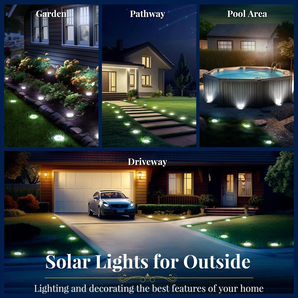 12 Pack Solar Ground Lights Waterproof Eco Friendly Outdoor LED Pathway Lights - Image 2 of 4