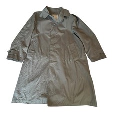 London Fog Rain coat Grey Rainmac Made in USA Fly front raglan Mens XL 46R