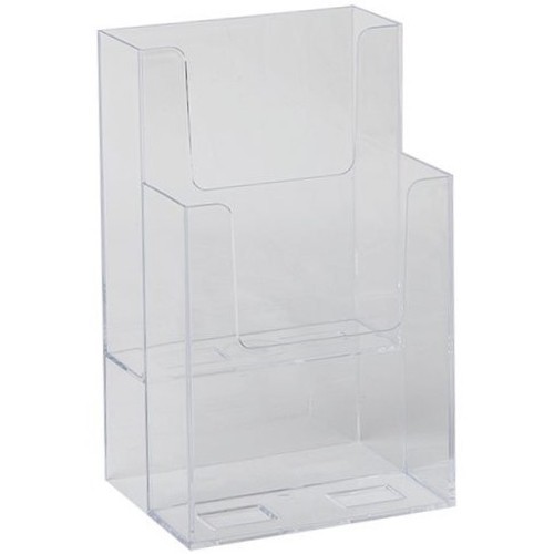 Dazzling Displays Clear Acrylic 2-Tier 4" x 9" Countertop Brochure Holder