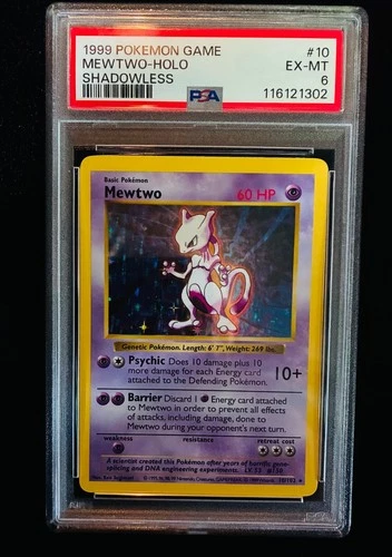 1999 Pokemon Base Set Shadowless Mewtwo Holo 10/102 PSA 6
