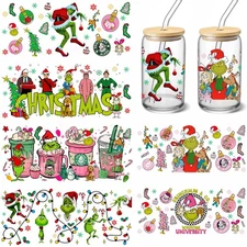 UV DTF Cup Wraps Sticker - 6 Sheets Christmas Rub on Transfers for Crafts for