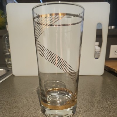 12 MCM Libbey Barware 22k Gold Spiral Highball Cocktail Glass Tom Collins 60s 