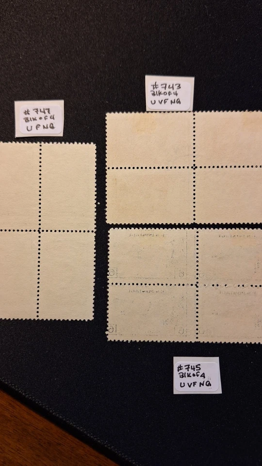 Scott #743, 745, 747, U/VF/NG, Blks of 4 Nat'l Parks, 4, 6, 8cent, perf 11, 1934 - Image 2 of 2