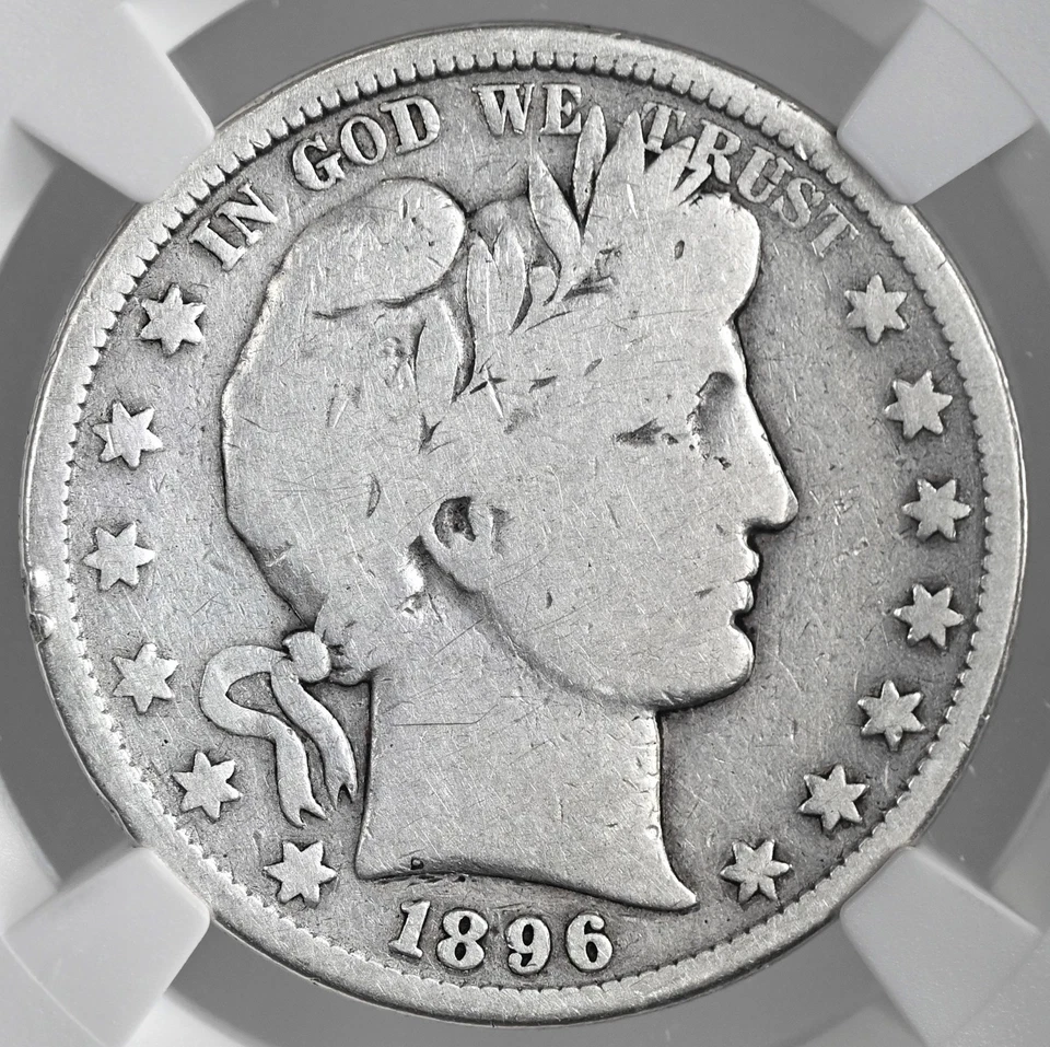 1896-S  50C BARBER SILVER HALF DOLLAR NGC GOOD DETAILS "BENT" #8405241-047 - Image 2 of 4