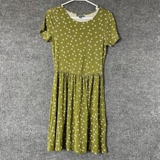 Modcloth Dress Womens Small Green Short Sleeve Peace Signs Hippie Lightweight