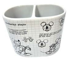 Disney Mickey Mouse Ceramic Toothbrush/Toothpaste Holder Sketchbook Style Cartoo
