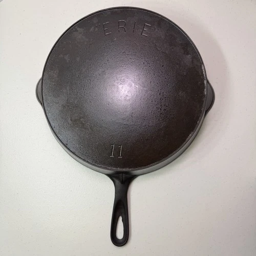 Erie #11 Pre Griswold Cast Iron Skillet Made In USA Sits Flat No wobble Antique