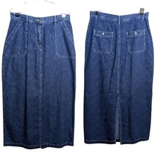 Vintage Denim Midi Jean Skirt 12 Modest Y2K Cottagecore Western Long Prairie