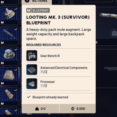 Arc Raiders - Survivor Augment Blueprint