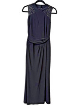 Lauren Ralph Lauren Sequin Mesh Maxi Dress Black Formal Evening Gown Sz 4