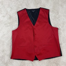Pronto Uomo Platinum Vest Waistcoat Mens XXL Red Black V Neck Fabric Buttons NWT
