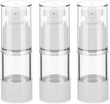 0.5OZ/15ML Clear Airless Pump Bottles, Lotion 0.5oz / 15ml (3 pcs), 