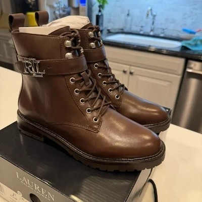 Lauren Ralph Lauren Women s  Eldridge  Brown Leather Ankle Boots Sz 9 NEW in box