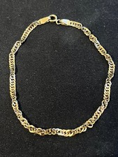 Hallmarked 9ct Gold Fancy Link / Prince of Wales Link Bracelet 18.3 cm / 7.204"