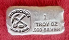 Prospector's Gold and Gems Hand Cast One Troy Ounce .999 Fine Silver Bar - NR