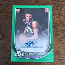 Topps Bowman Ace Bailey Rookie Green Autograph 27/99 Utah Jazz 2025-26