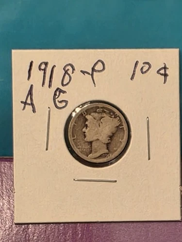 1918 Silver Mercury Dime  AG  Scarce Better Date  SILVER COIN