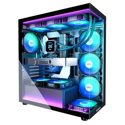 PC Gehäuse ATX 7 PWM ARGB-Lüfter Panorama Hartglas Gaming Computer