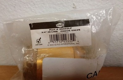 EZ-FLO 3/4-in Iron pipe size x Iron pipe size Brass In-line check valve 20403LF
