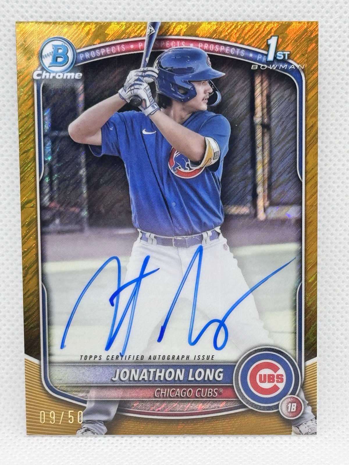 2025 Bowman Chrome - Jonathon Long 1st Bowman Gold Shimmer Auto /50 Cubs SSP