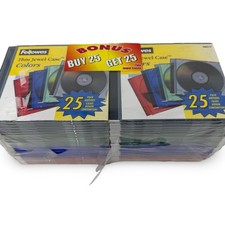 Slim CD Jewel Case Colors Pack of 50 Fellowes Sealed NEW DVD 98317