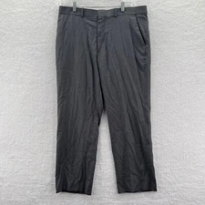 Perry Ellis Dress Pants Mens 36x28 Gray Pleated Straight Leg Professional